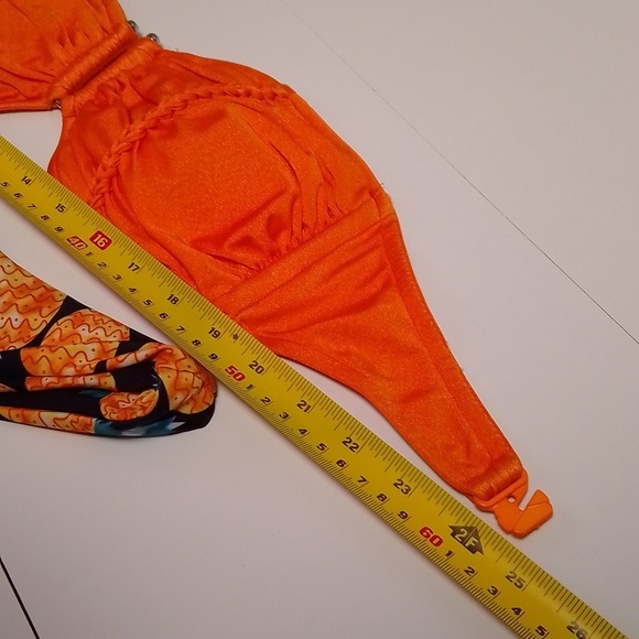 Woman Orange pineapple cheeky bikini beach summer  vacation pool size sm/med - Picture 4 of 6